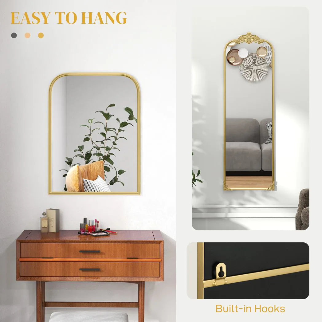 HOMCOM Wall Mirror, Decorative Baroque Mirror with Metal Frame, for Bedroom and Living Room, 60 x 87 cm