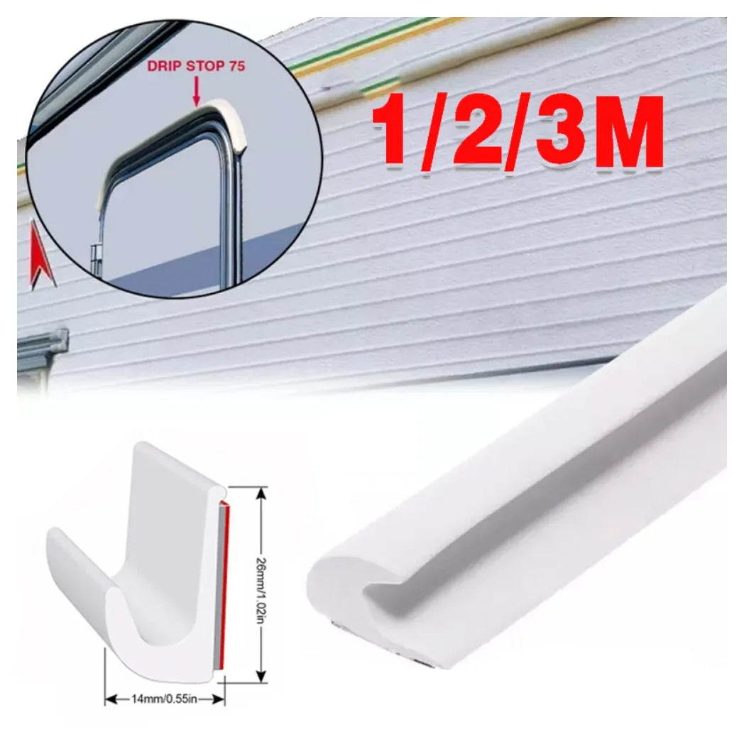 Drip Stop Door Rain Gutter Deflector, 1m / 2m / 3m – Self-Adhesive Drip Guard for Caravan & Motorhome