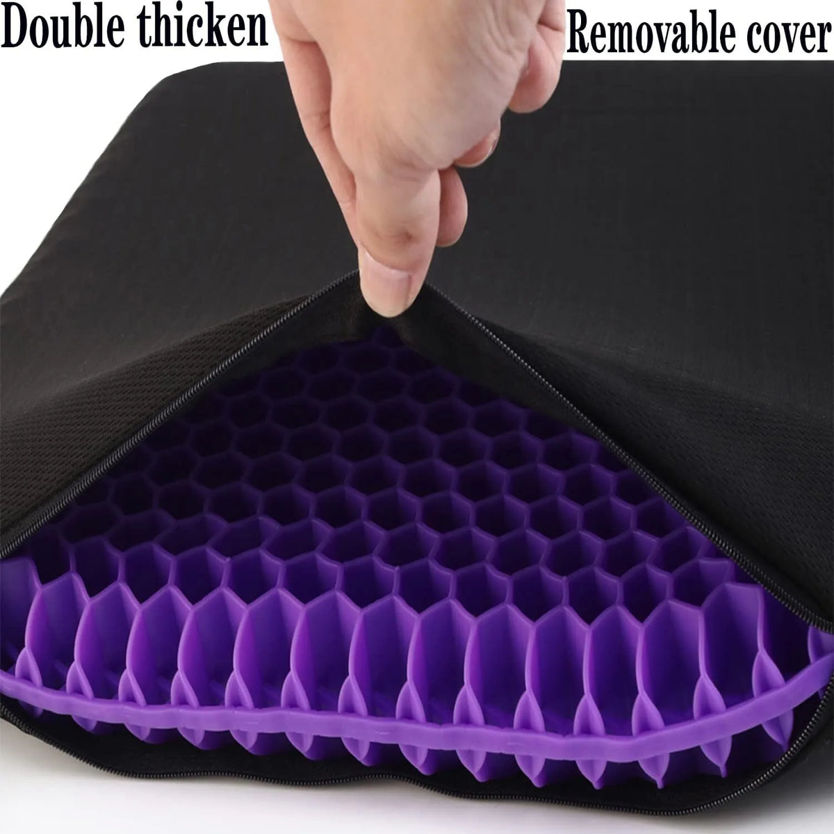 Orthopaedic Honeycomb Gel Seat Cushion, 3.5cm Extra Thick with Non-Slip Cover – Office, Car, Wheelchair, Purple
