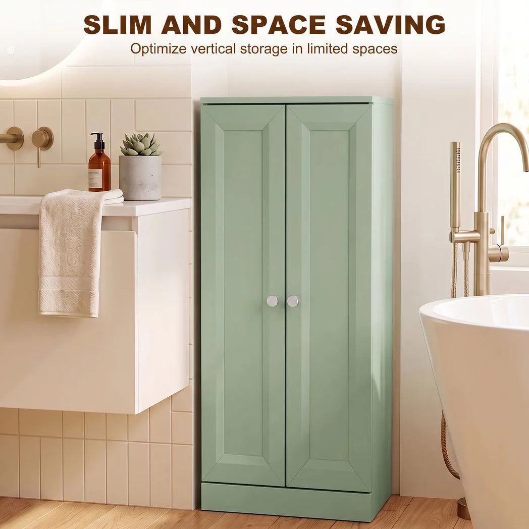 HOMCOM Narrow Bathroom Cabinet with 2 Doors & 4 Tiers – Slim Freestanding Storage Cupboard