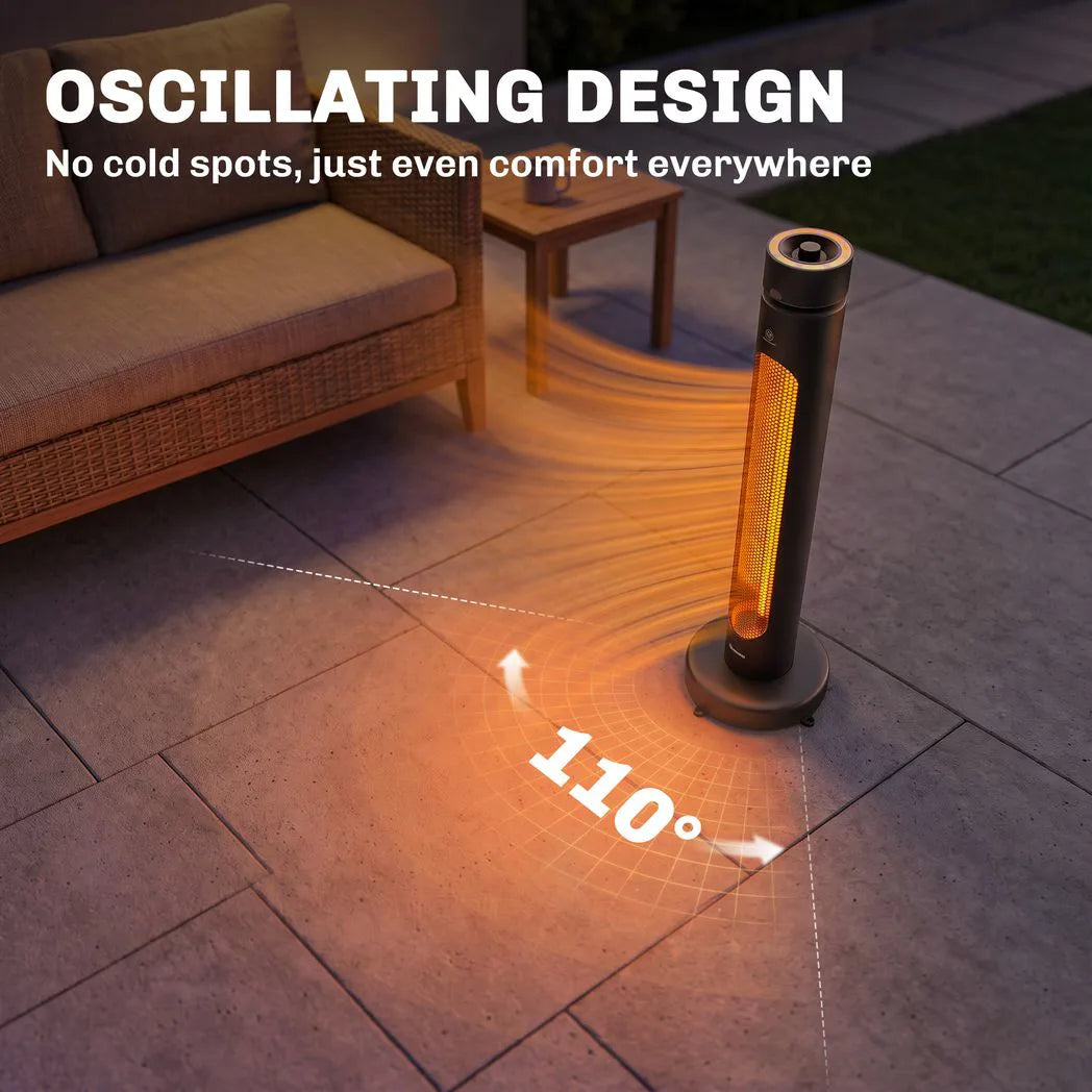 Outsunny 2000 W Free-Standing Oscillating Electric Infrared Patio Heater with Remote and Knob Control – Black