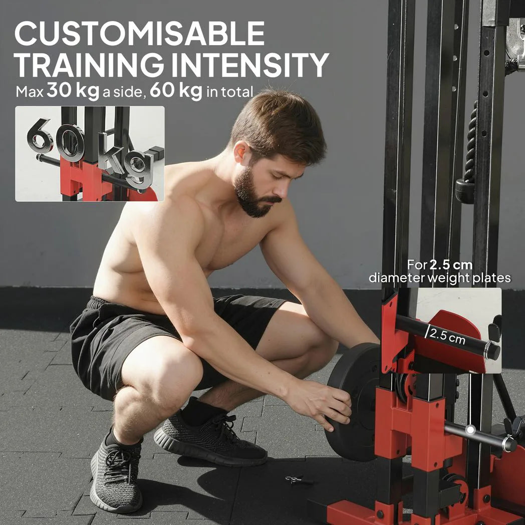 SPORTNOW Power Tower with Lat Pull Down, Pull Up Bar & Dip Station – Adjustable Home Gym Station, 300 kg Capacity