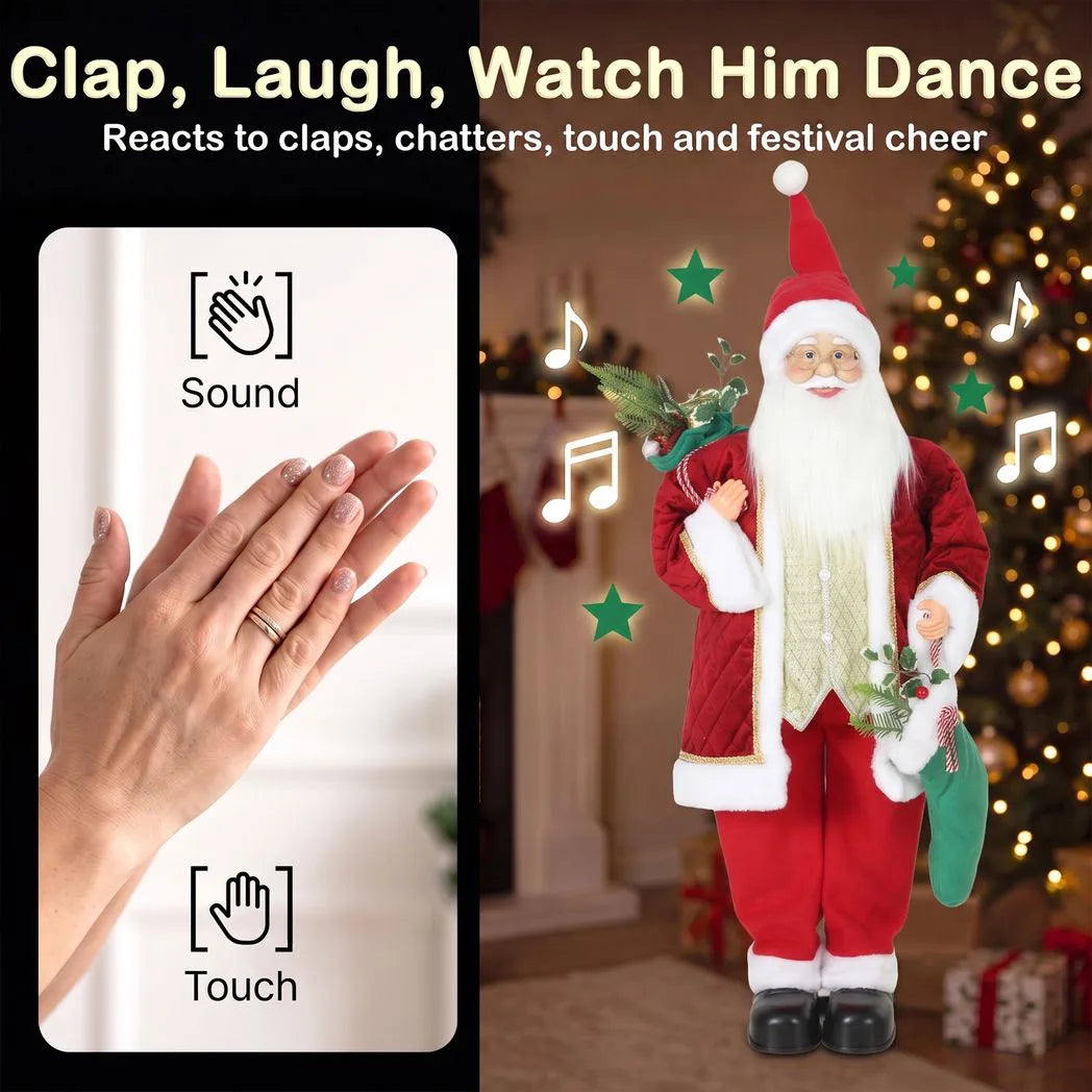 HOMCOM 4ft Singing Dancing Santa with Stocking