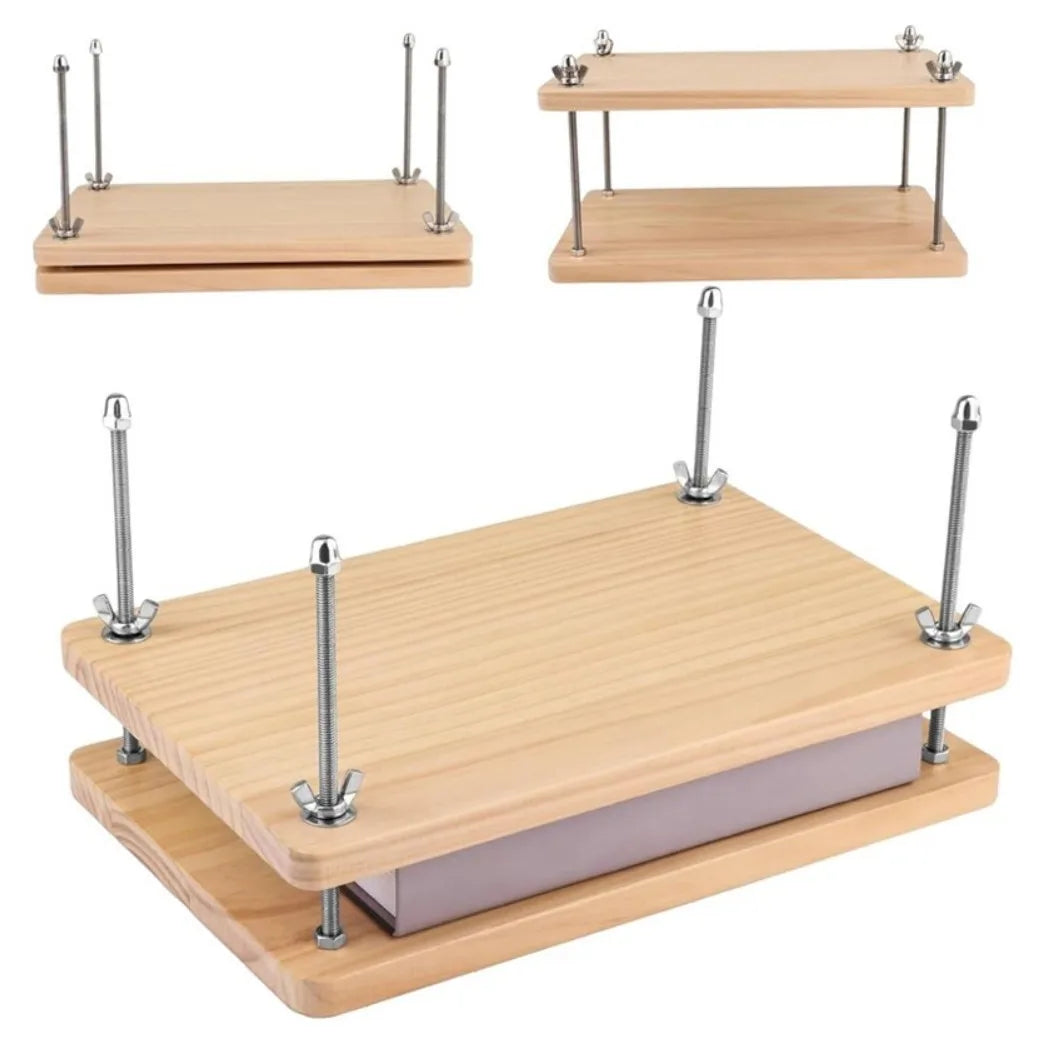 Wooden Bookbinding Press with Bolts and Wing Nuts – Portable Binding Press for Books, Albums and Scrapbooks