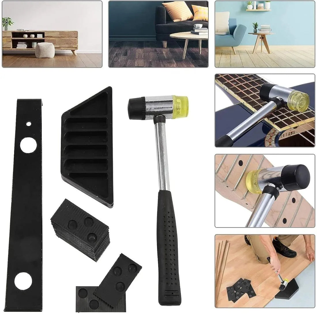 Laminate Flooring Installation Kit with Mallet, Pull Bar, Tapping Block and Spacers – DIY Floor Fitting Tools