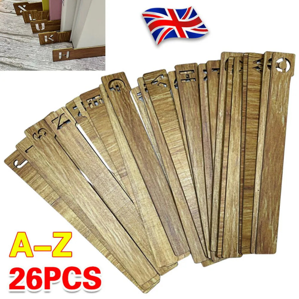 Set of 26 Wooden Vinyl Record Dividers A–Z – Laser-Cut LP Organiser for Alphabetical Music Storage