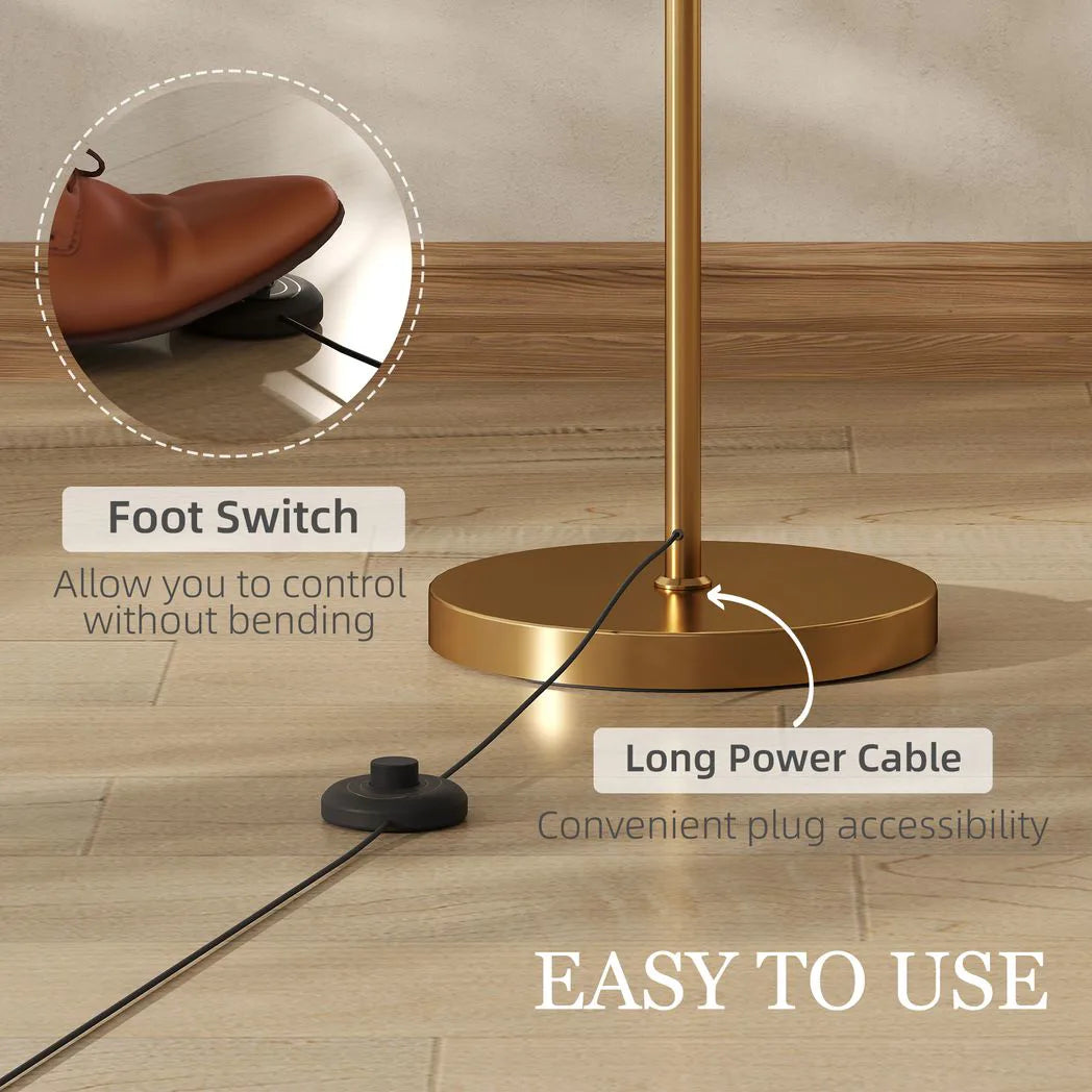 HOMCOM LED Floor Lamp with Remote Control – Gold Tone