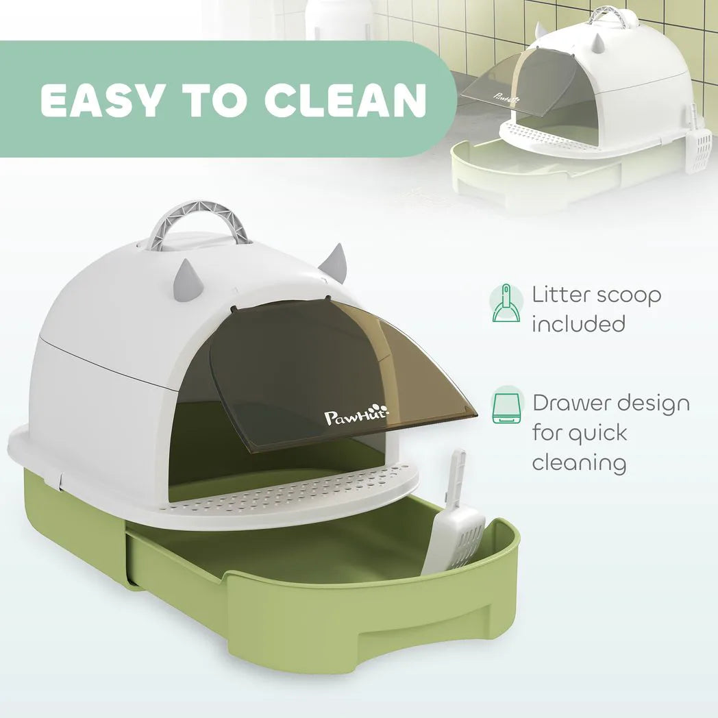 PawHut Enclosed Cat Litter Box with Pull-Out Drawer, Scoop and Deodorising Bags – Portable Privacy Tray