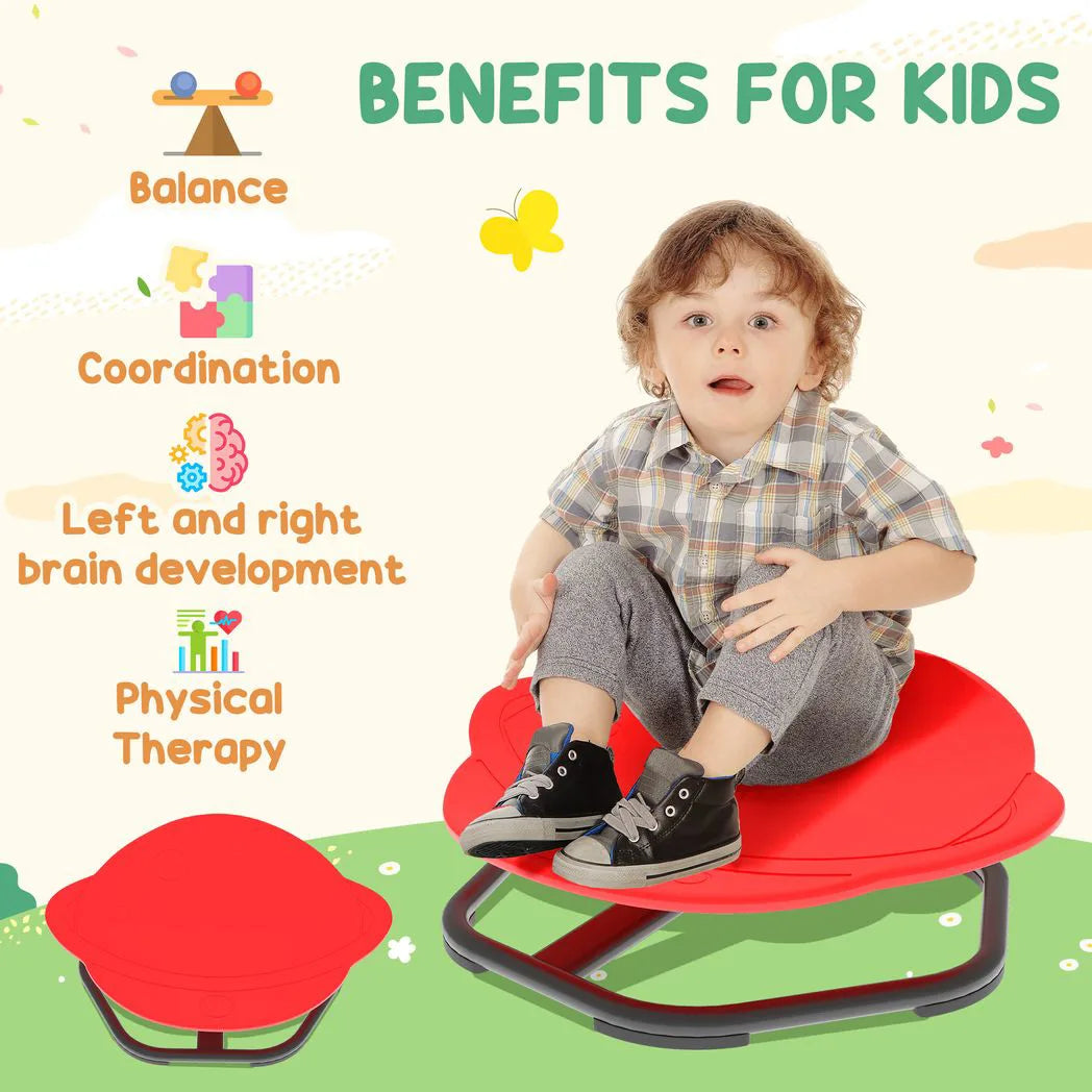 AIYAPLAY Kids Planet-Shaped Swivel Chair – Sensory Spinning Seat for Balance and Coordination, Red