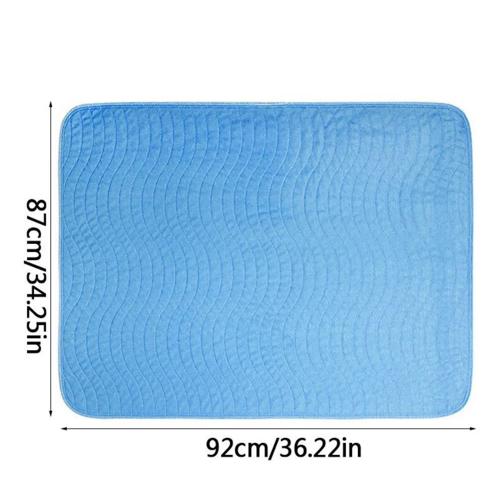 Washable Reusable Incontinence Bed Pad with High Absorbency, 87 x 92 cm – Quilted Bed Protector, Blue
