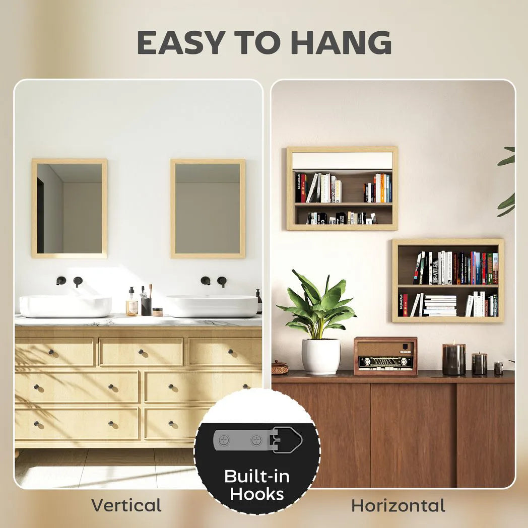 HOMCOM Wall Bathroom Mirror, 30 x 40 cm Wall-Mounted Mirror for Living Room, Bedroom, Hallway, Set of 2