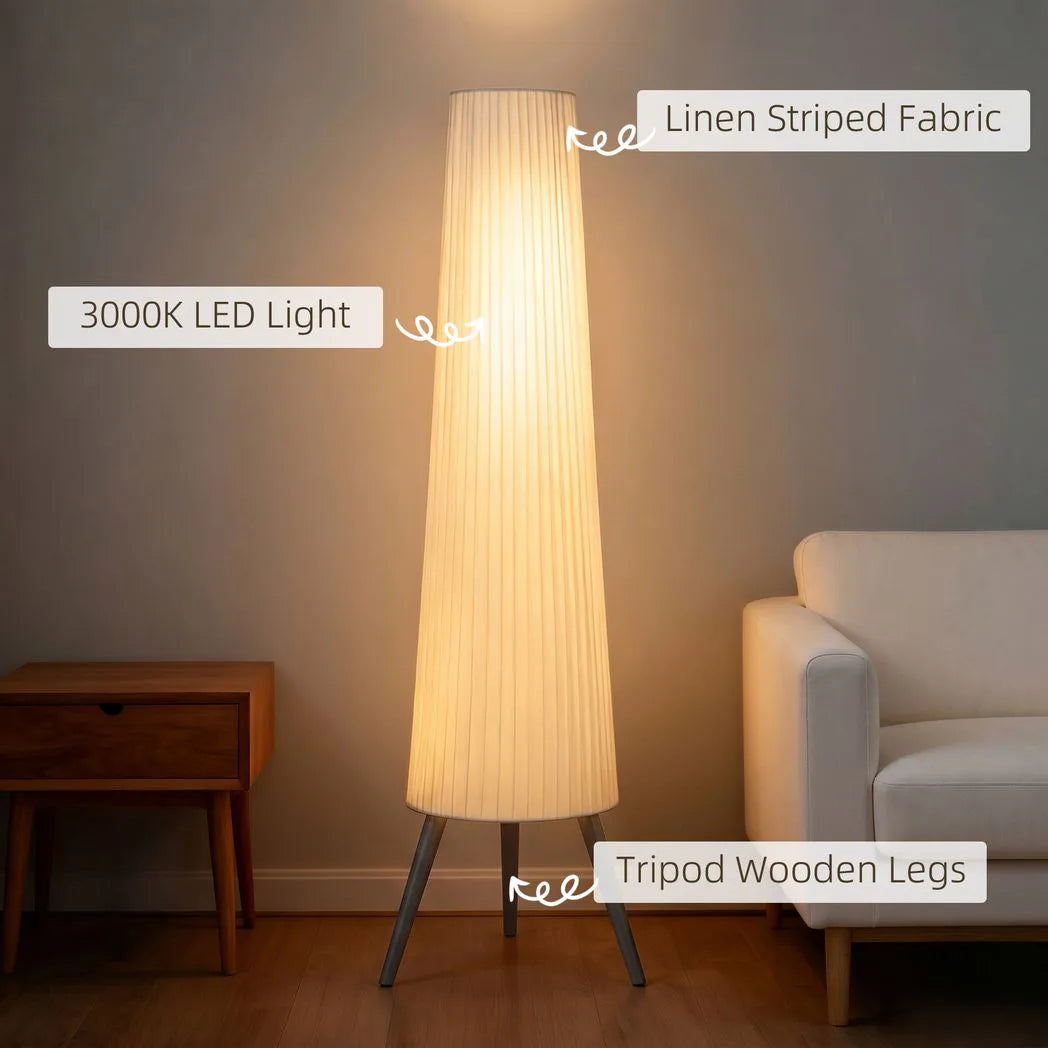 HOMCOM Dimmable Nordic Tripod Floor Lamp, 153cm