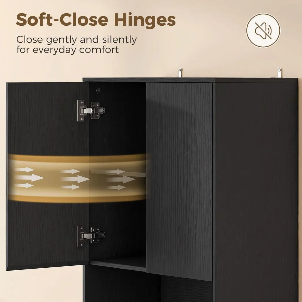 HOMCOM 170 cm Kitchen Pantry Cabinet with Soft-Close Hinges – 6-Tier Storage Cupboard, Black