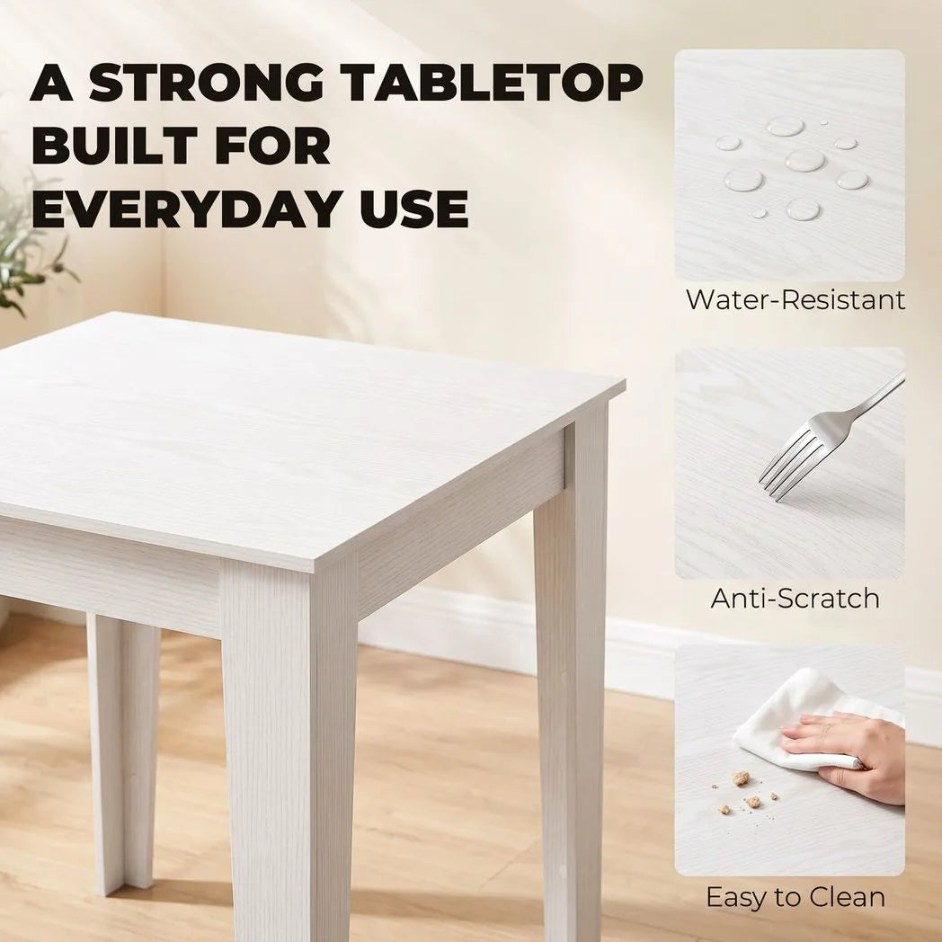 HOMCOM Dining Table for 4, 80L x 80W x 75Hcm, Modern Square Kitchen Table, White