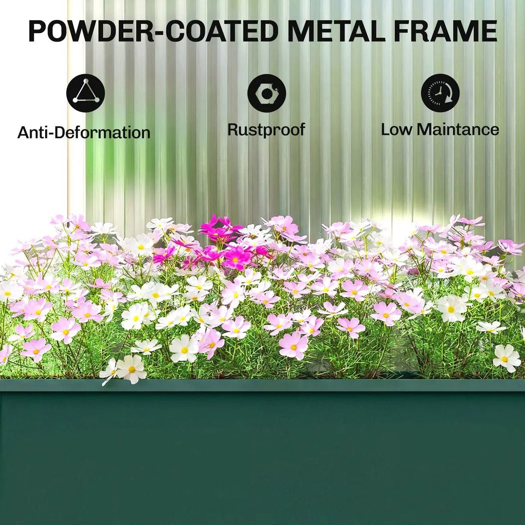 Outsunny Metal Raised Garden Bed on Legs with Drainage Hole, 60 x 27 x 45cm, 20L, Green