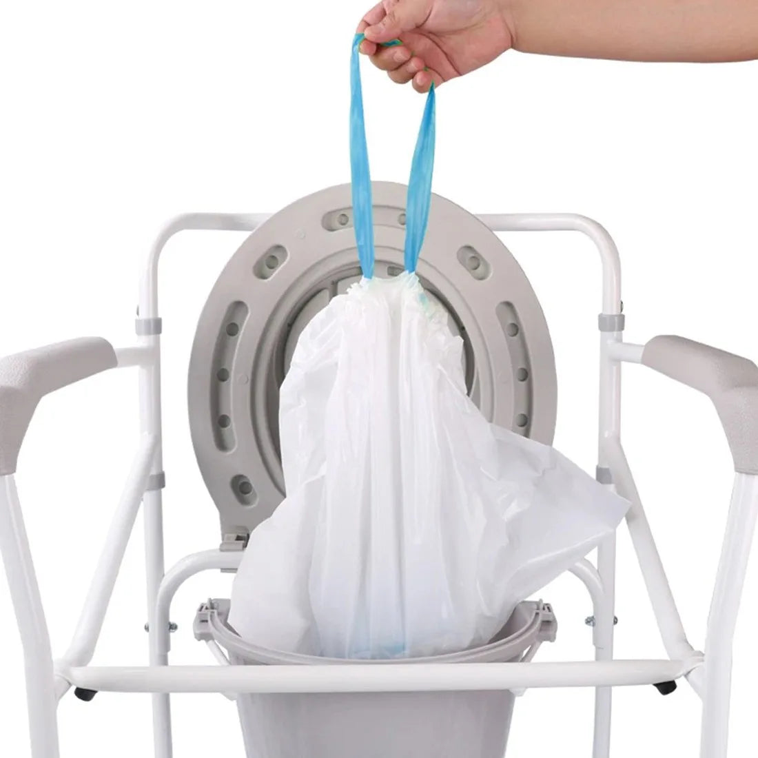 Pack of 160 Commode Liners with Absorbent Pads – Odourless Disposable Toilet Bags, Universal Fit, 53 x 40cm