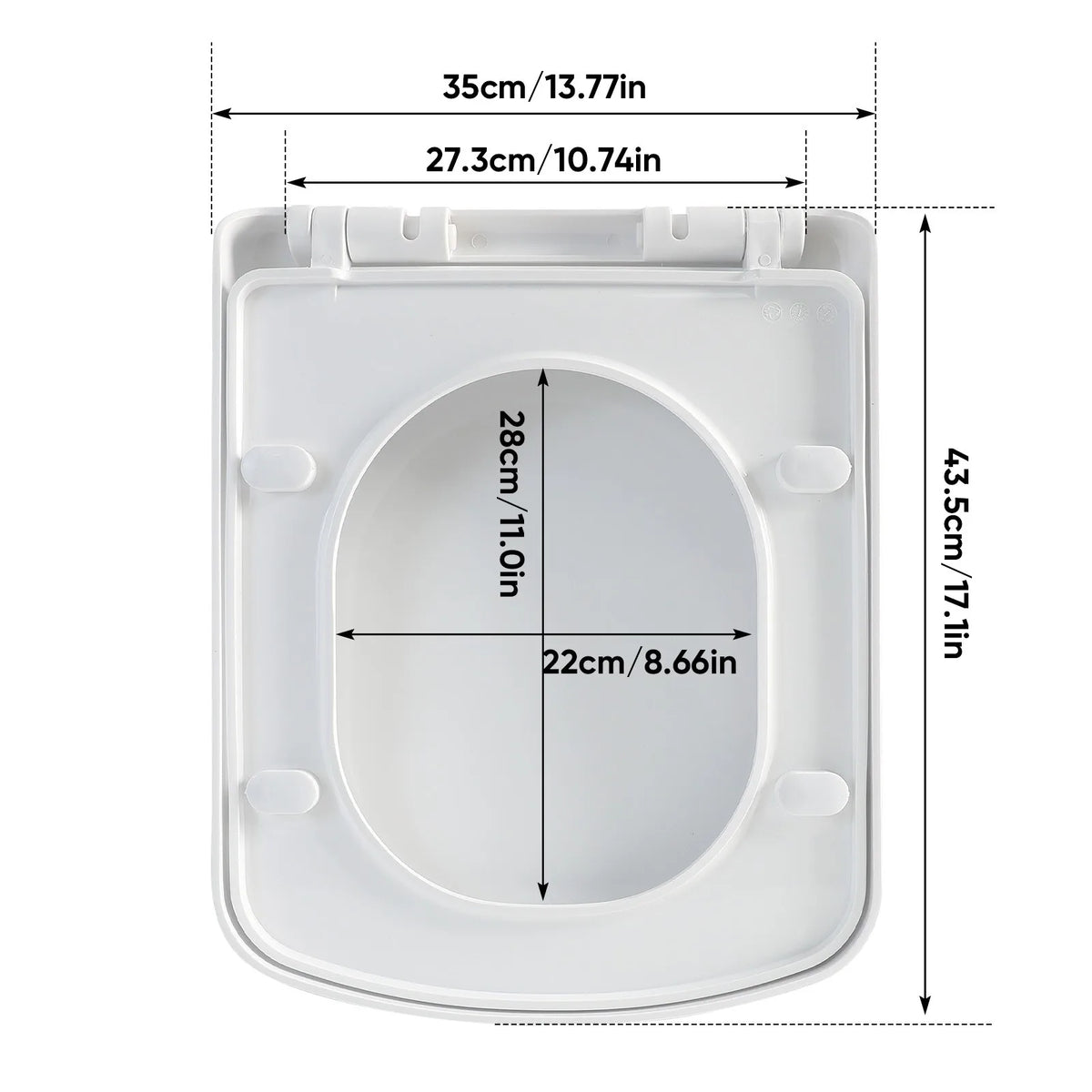 Soft Close Square Toilet Seat with Quick Release & Top-Fix Hinges – Anti-Bacterial, Heavy Duty, Gloss White