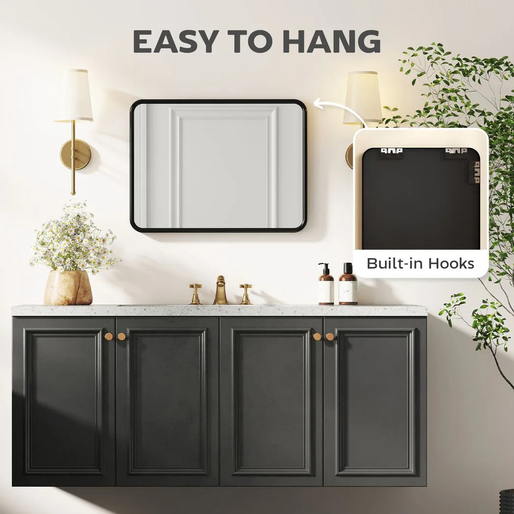HOMCOM Rectangular Wall Mirror with HD Glass – Black
