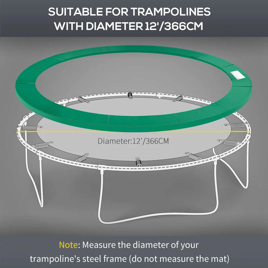 HOMCOM 12ft Trampoline Spring Cover Pad, 366cm Replacement Safety Surround with Foam Padding – Green