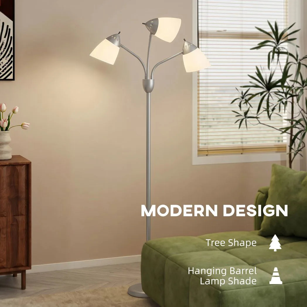 HOMCOM Arc Tree Floor Lamp with 3 Rotating Lights, 3 Colour Temps