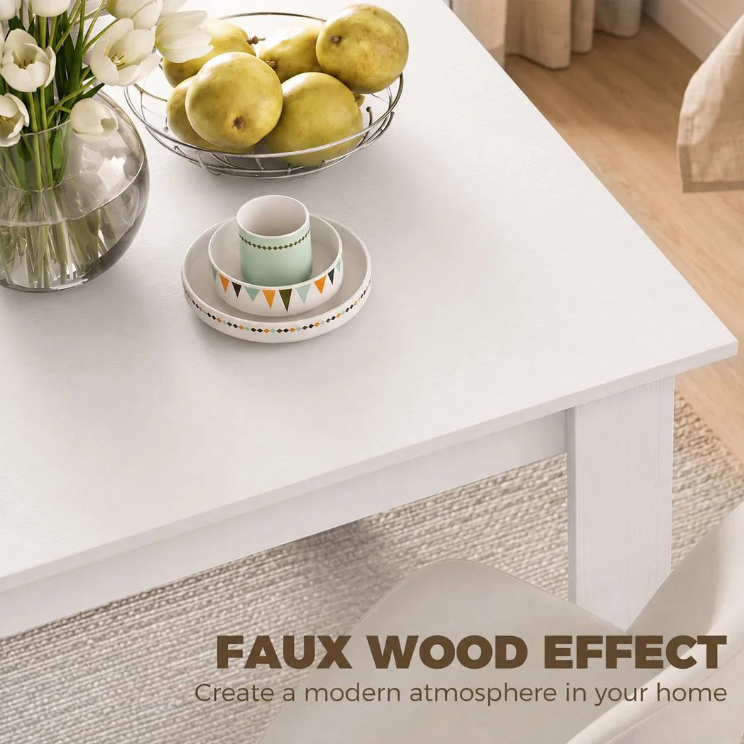 HOMCOM Square Dining Table for 2 with Wood-Effect Top and Non-Slip Foot Pads – Space-Saving, White