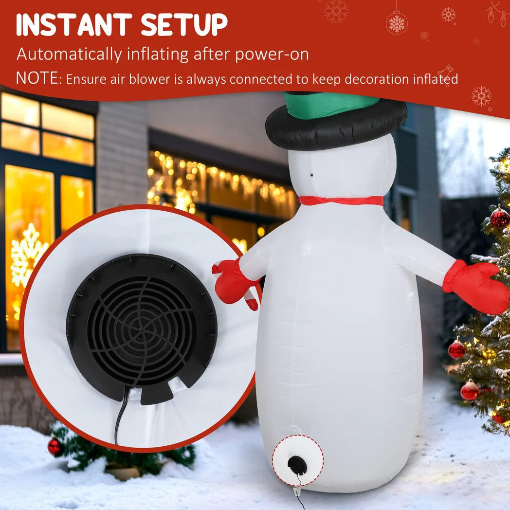 Outsunny 8ft Inflatable Christmas Snowman with Disco & LED Lights – Self-Inflating Outdoor Garden Decoration