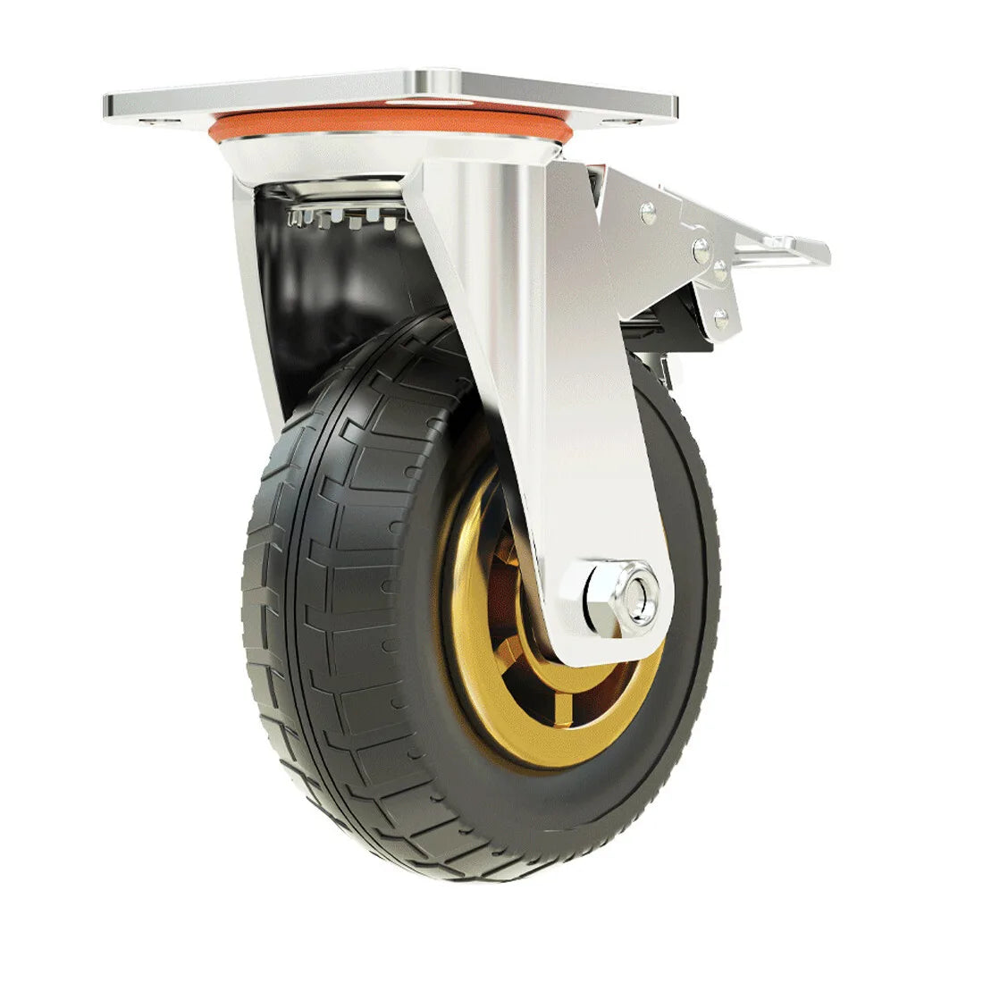 4 x 150mm Heavy Duty Swivel Castor Wheels with Brakes – Non-Marking Rubber, 300kg Combined Load