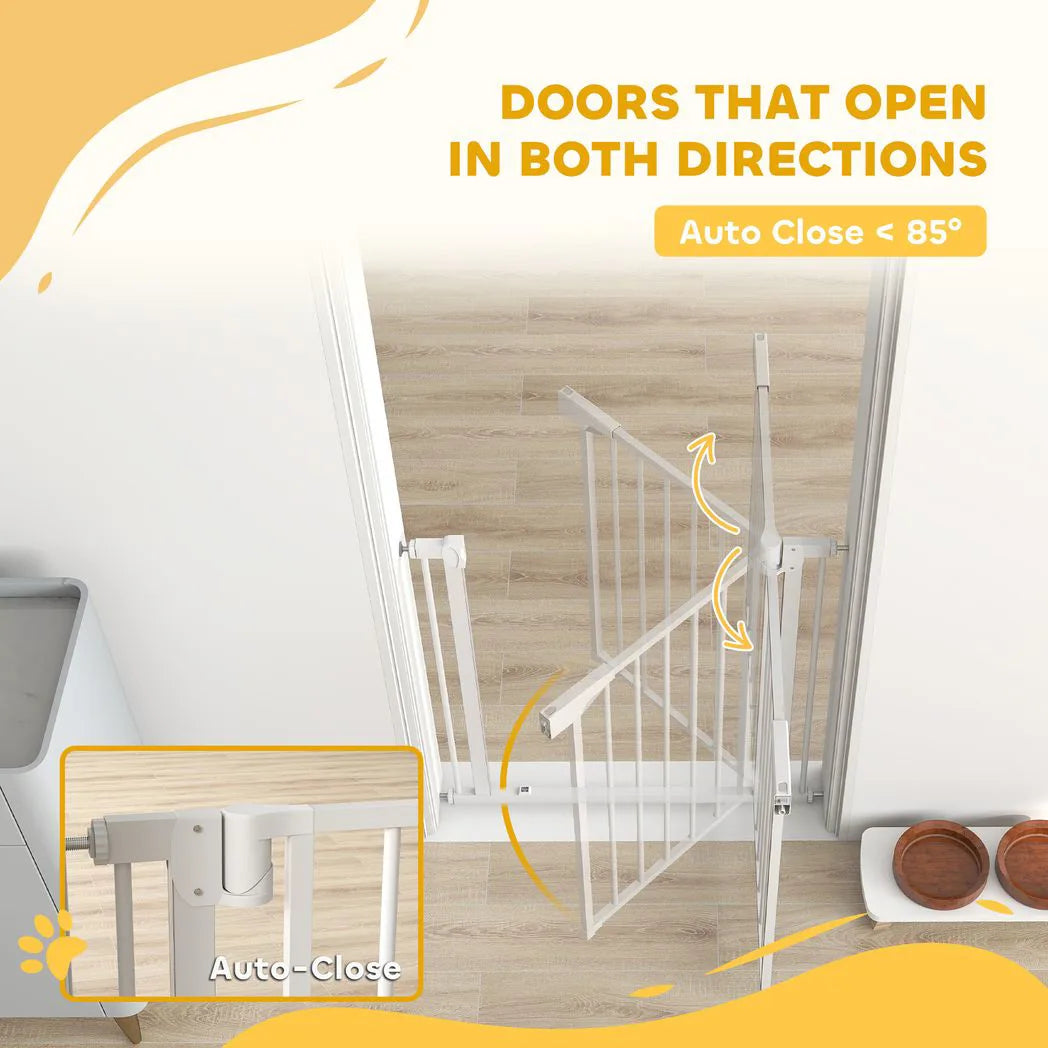 PawHut Pressure-Fit Baby and Pet Safety Gate, 76–81 cm, Two-Way Opening with One-Hand Release