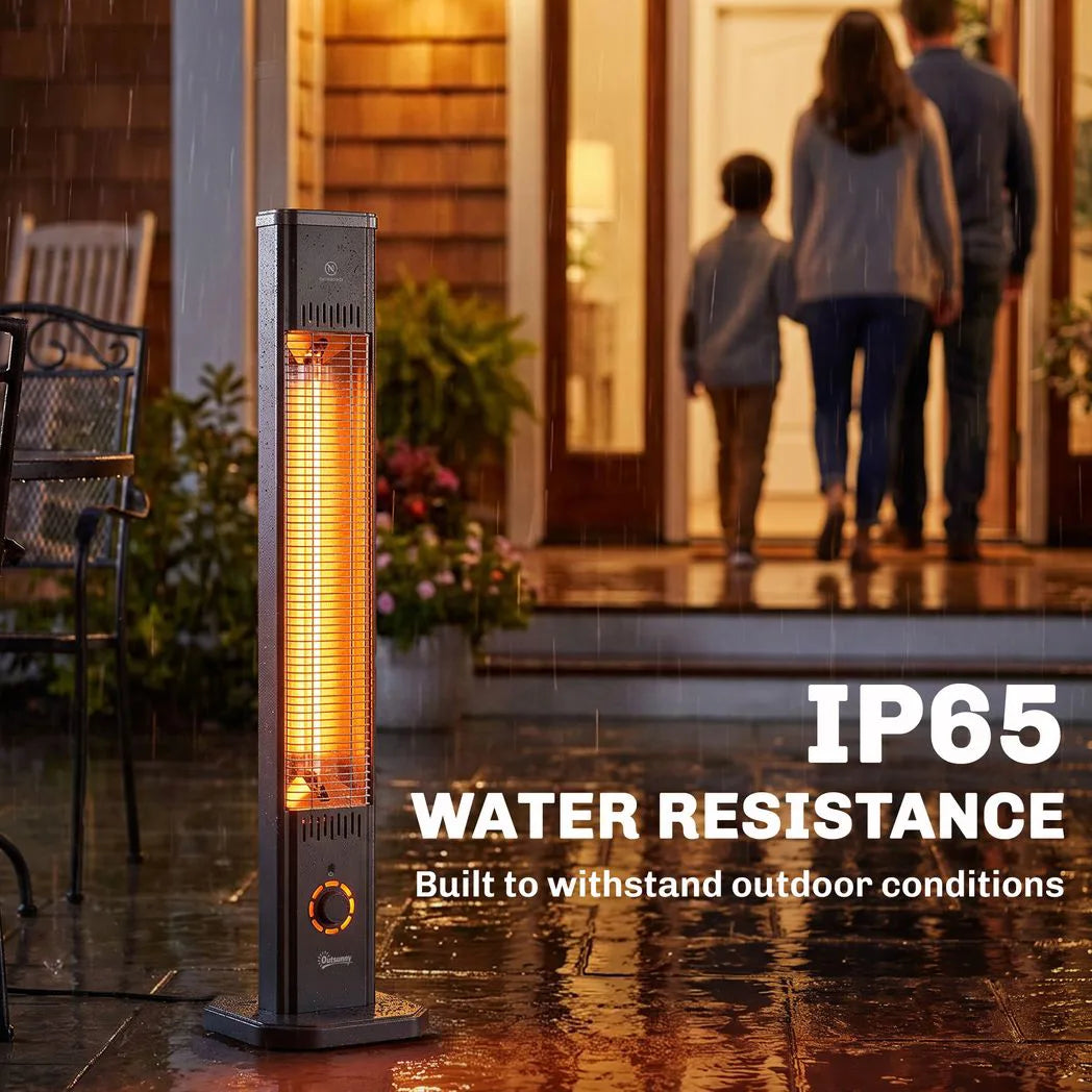 Outsunny 2000 W Electric Infrared Patio Heater with Cover – Free Standing or Wall Mounted, IP65, Black