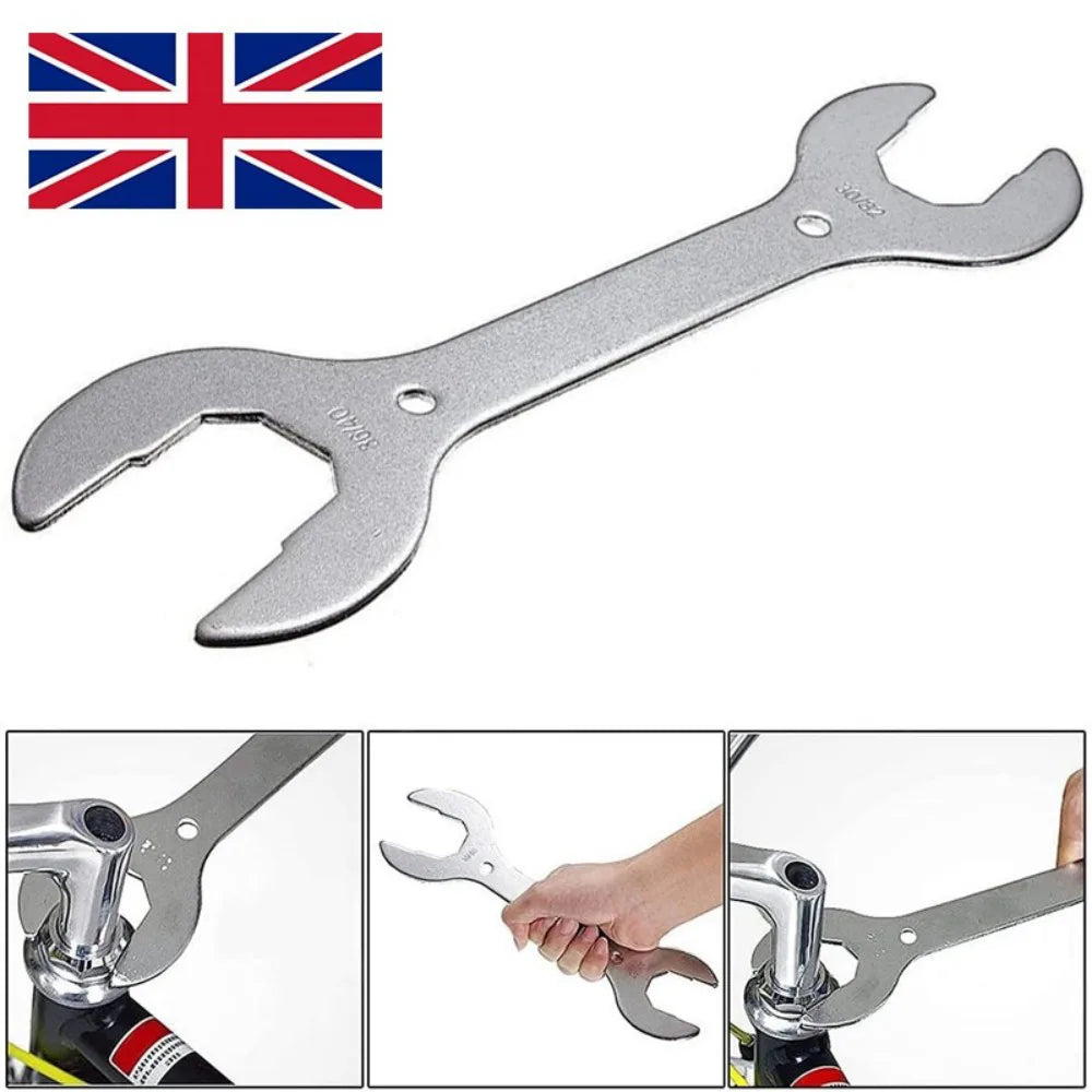 Ultra-Thin Double Open-End Hub Cone Wrench, 30/32/36/40mm – Slim Bicycle Hub and Pedal Spanner, Silver