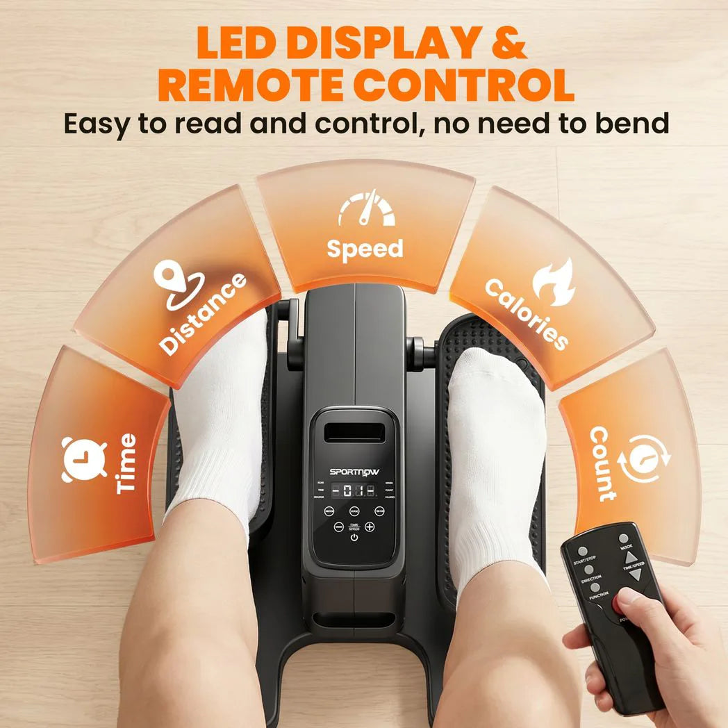 SPORTNOW Under Desk Elliptical Machine with 12 Speeds, Remote Control & LED Monitor – Home & Office Pedal Exerciser