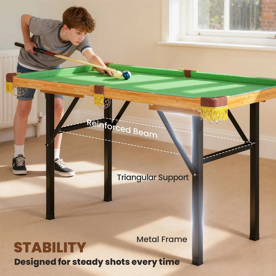 SPORTNOW 4ft Folding Pool Table with 2 Cues, 16 Balls, Triangle & Chalk – Mini Billiards Table for Kids & Adults