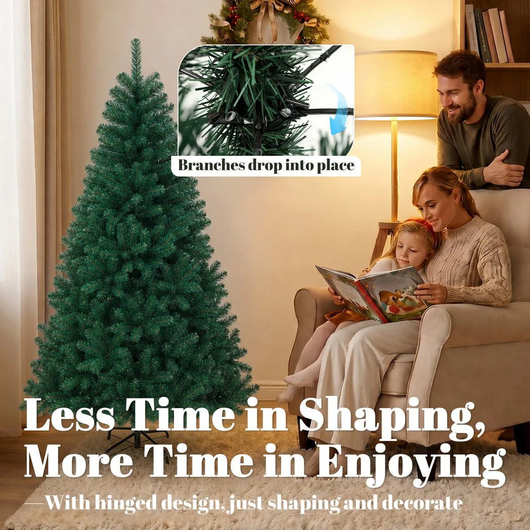 HOMCOM 5ft Hinged Artificial Fir Christmas Tree with 420 Branch Tips and Foldable Steel Stand, Green