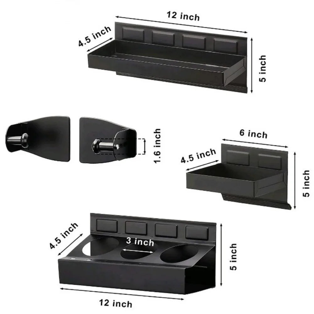 4-Piece Magnetic Tool Tray Set with Shelves, Aerosol Can and Paper Towel Holders – Toolbox Side Storage