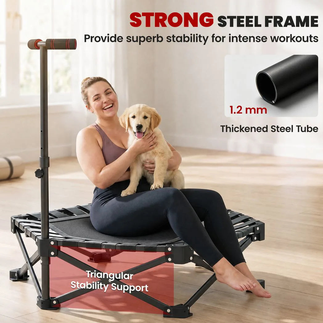 SPORTNOW 42" Foldable Mini Trampoline with 3-Level Adjustable Handle & Storage Bag – Fitness Rebounder for Adults
