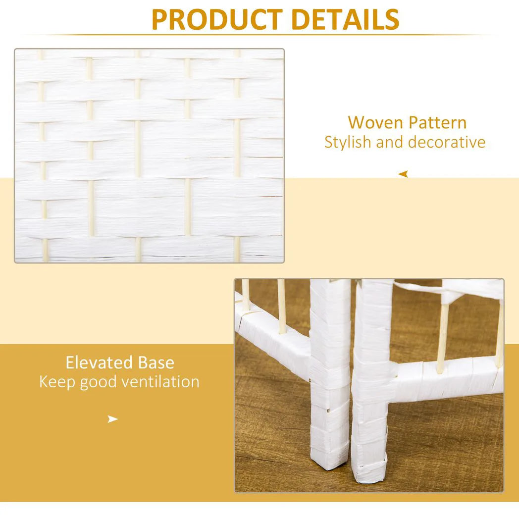 HOMCOM 3 Panel Folding Room Divider, Hand-Woven Paper Rope & Bamboo Privacy Screen – Living Room Partition