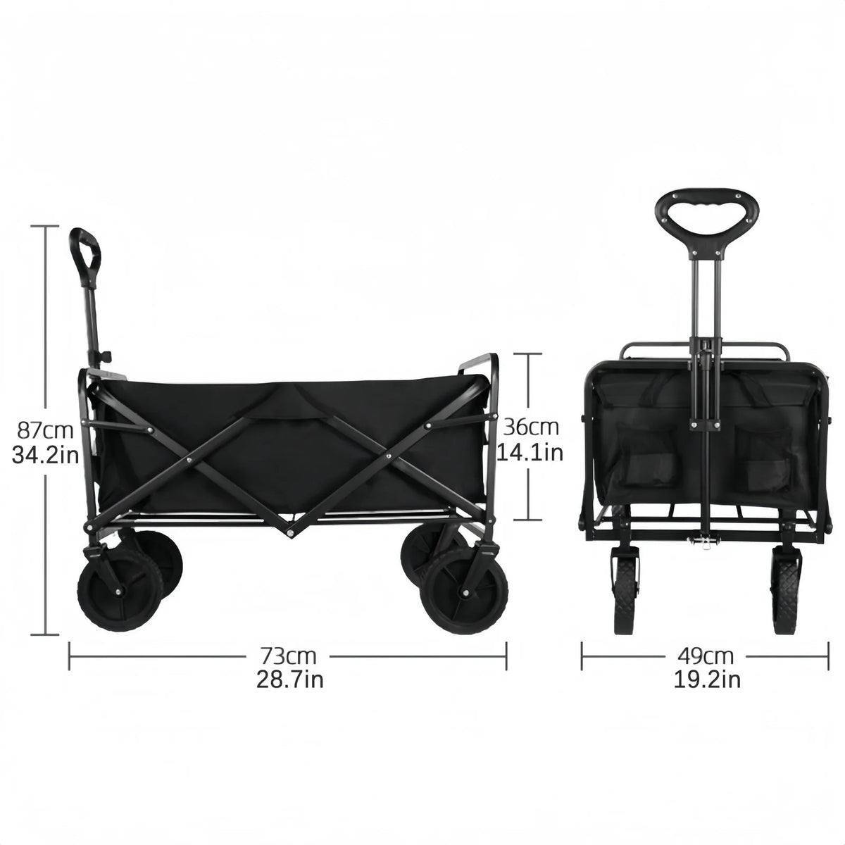 Heavy Duty Foldable Garden Trolley Cart Wagon with Telescopic Handle, 150kg – Beach, Camping and Festival Trolley