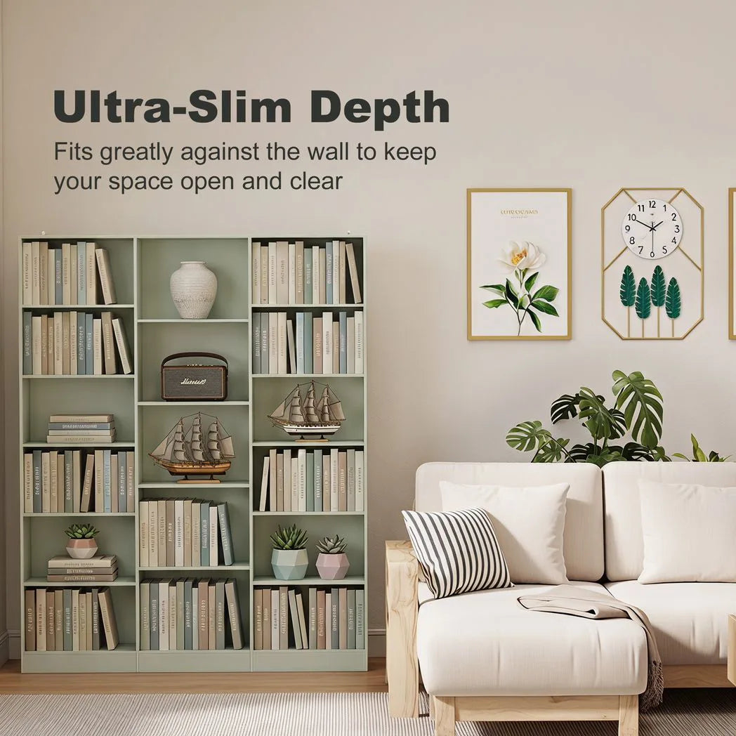 HOMCOM 17-Cube Bookcase with Adjustable Shelves and Anti-Tipping Hardware – Tall Open Storage Bookshelf