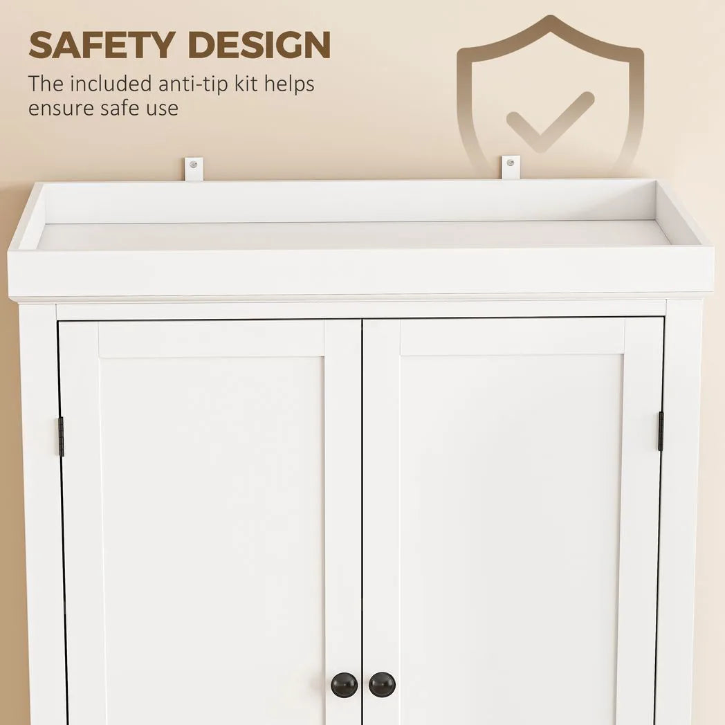 HOMCOM 183 cm Tall Kitchen Cupboard with Drawer, 4 Doors and Adjustable Shelves – Farmhouse White