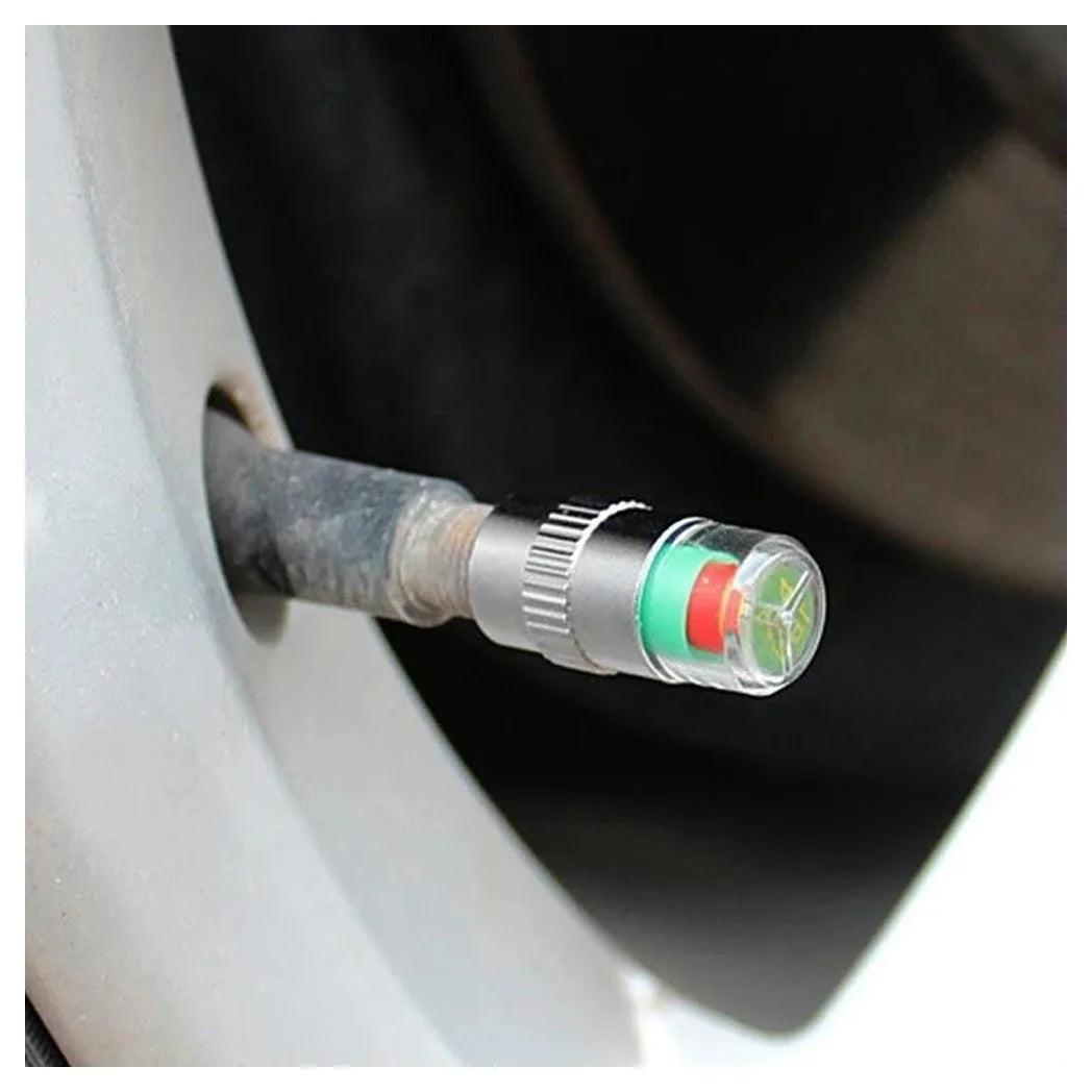 4 Pack Tyre Valve Caps with Clear Pressure Indicator Window – Lightweight Wheel Dust Caps for Car & Motorcycle