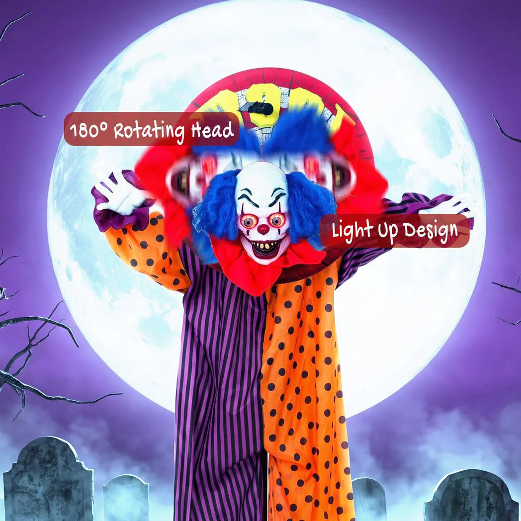 HOMCOM 167 cm Life Size Animated Clown Halloween Decoration