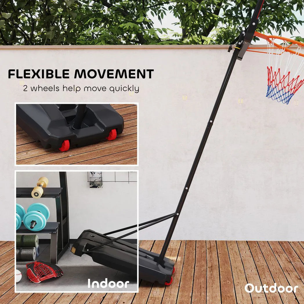AIYAPLAY Height Adjustable Basketball Hoop 210-260cm with Wheels & Fillable Base – Indoor Outdoor, Red