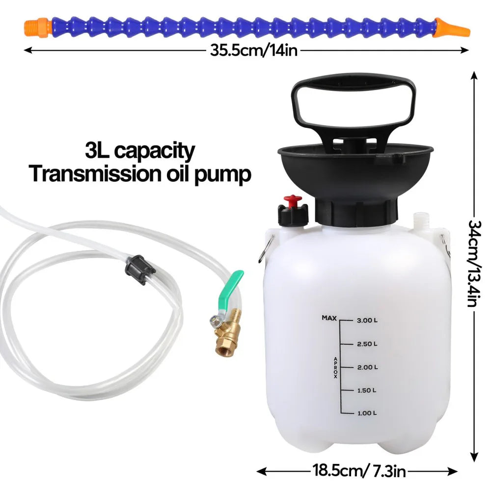 3L Manual Transmission Fluid Filling Pump with Pressure Gauge and Adapters – Gearbox Oil Filler Tool for ATF