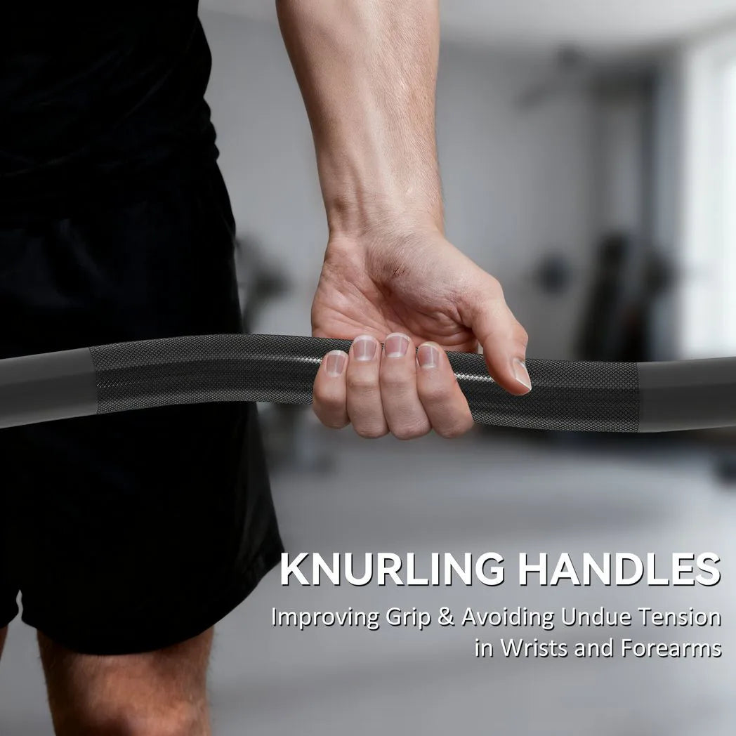 SPORTNOW 4ft Olympic EZ Curl Bar for 2" Weight Plates with Knurled Non-Slip Grip & Rotating Sleeves – 120cm Barbell