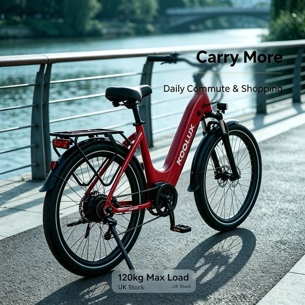 KOOLUX X2 Step-Through Electric Bike, 250W (500W Peak) Motor & 48V 15Ah Battery – 26 Inch Urban Commuter E-Bike