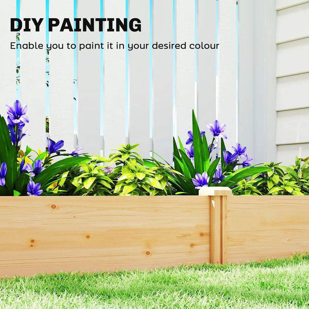Outsunny Wooden Raised Garden Bed with Divider and Open Bottom – Planter Box for Flowers, Herbs and Vegetables