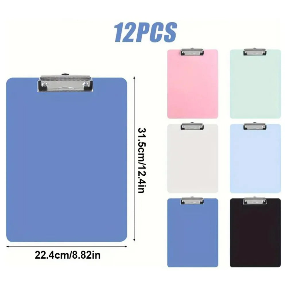 5 Star Office A4 Foolscap PVC Clipboards, Pack of 12 – Durable Multicolour Writing Boards
