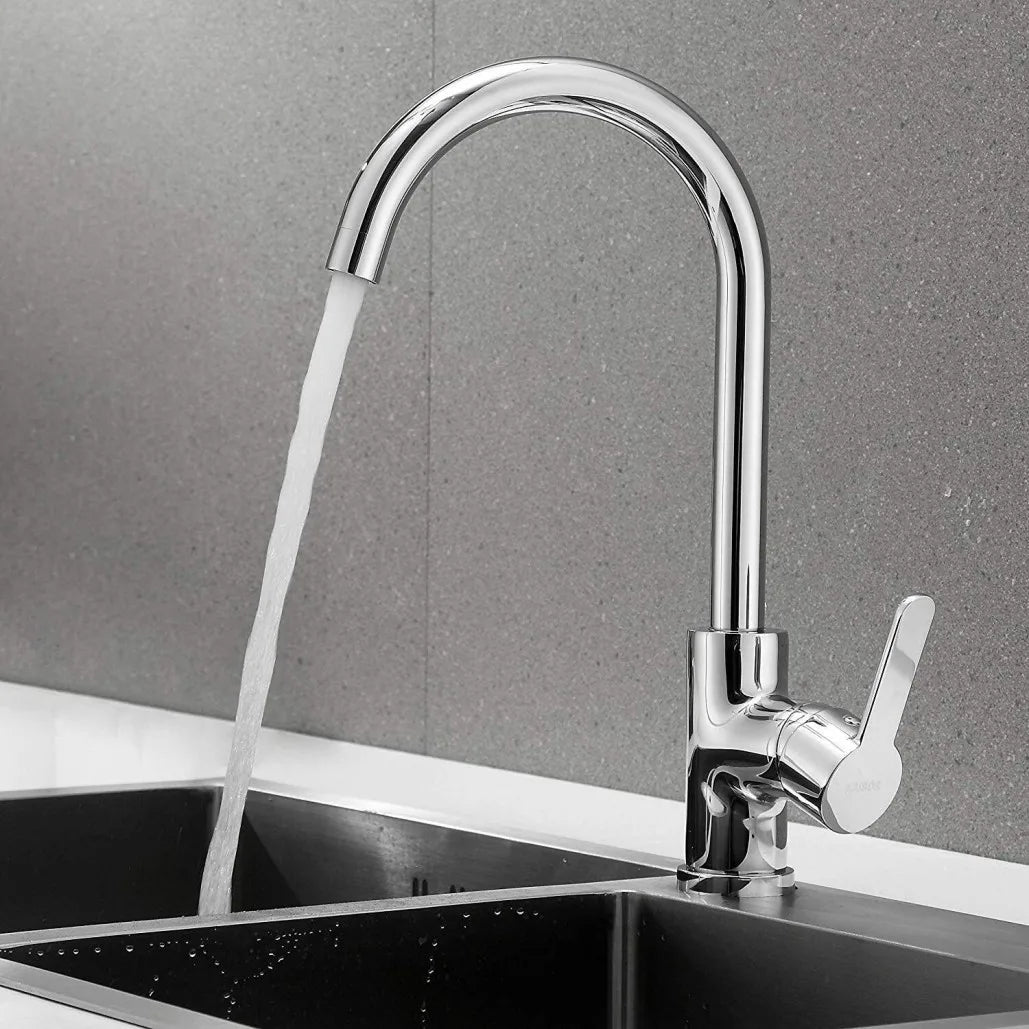 Kitchen Sink Mixer Tap with 360° Swivel Spout & Single Lever – Retractable Hot & Cold Mono Tap, Chrome