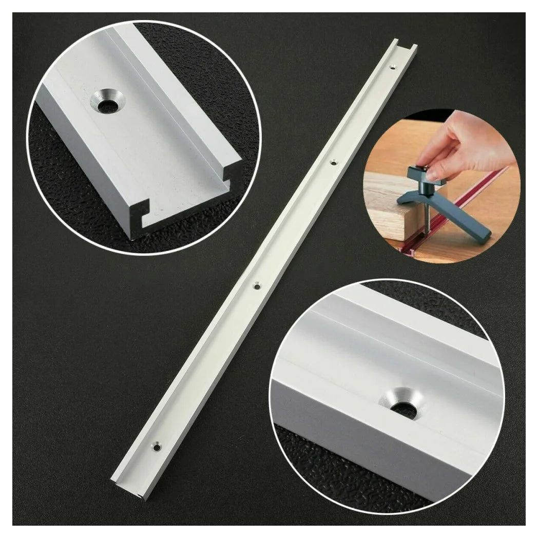 Aluminium T-Slot T-Track Mitre Rail 800mm for Woodworking Jigs and Fixtures – Silver, Suits T-Screws