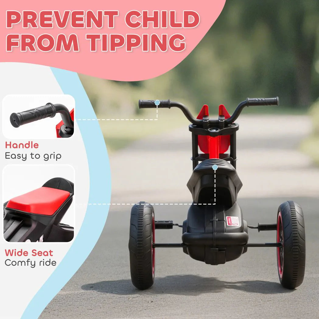AIYAPLAY Kids Tricycle with Steel Frame & Wide Seat – Toddler Balance Trike for Indoor and Outdoor Use, Red